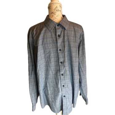 Tasso Elba Tasso Elba Gray with Blue Plaid Button 