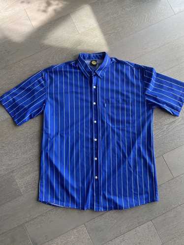 Japanese Brand Blue Mesh Pin Stripe Button Up