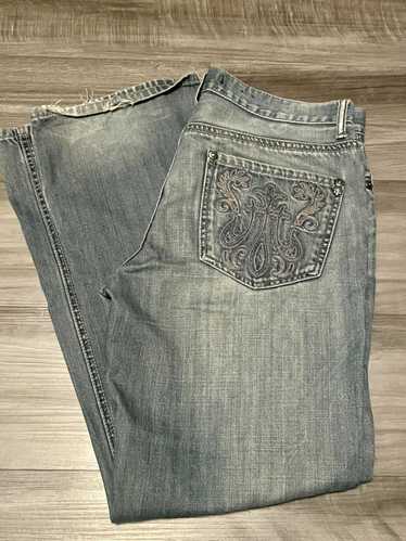 Custom × Vintage Vintage y2k Denim Pants embroide… - image 1