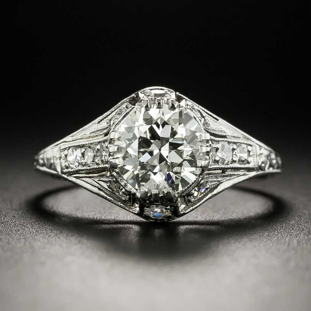 Art Deco 1.01 Carat Diamond Engagement Ring - GIA… - image 1