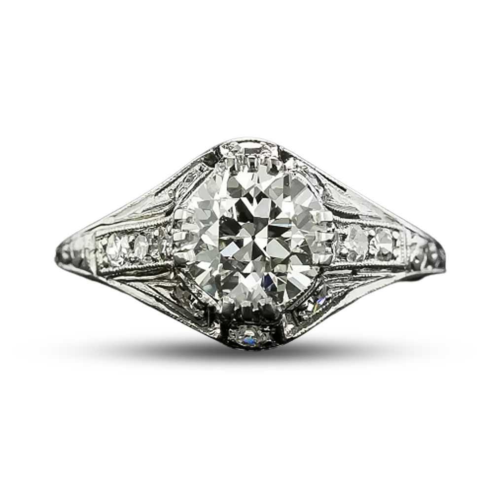 Art Deco 1.01 Carat Diamond Engagement Ring - GIA… - image 4