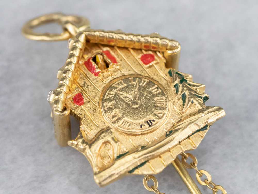18K Gold Bavarian Cuckoo Clock Charm - image 6