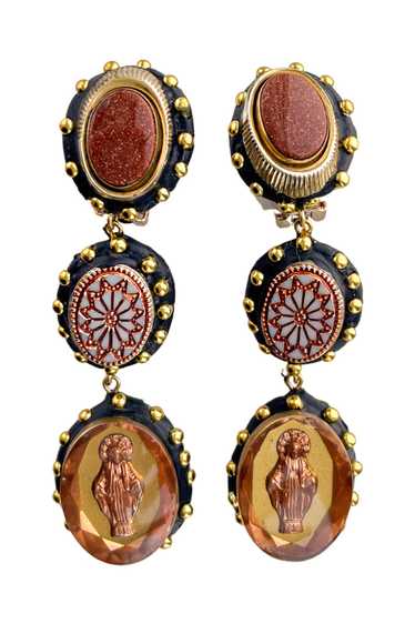 MINADEO BROWN CRYSTAL VIRGIN MARY & CABOCHONS