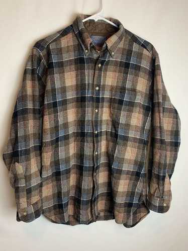 Pendleton Pendleton Brown Plaid Striped 100% Pure 