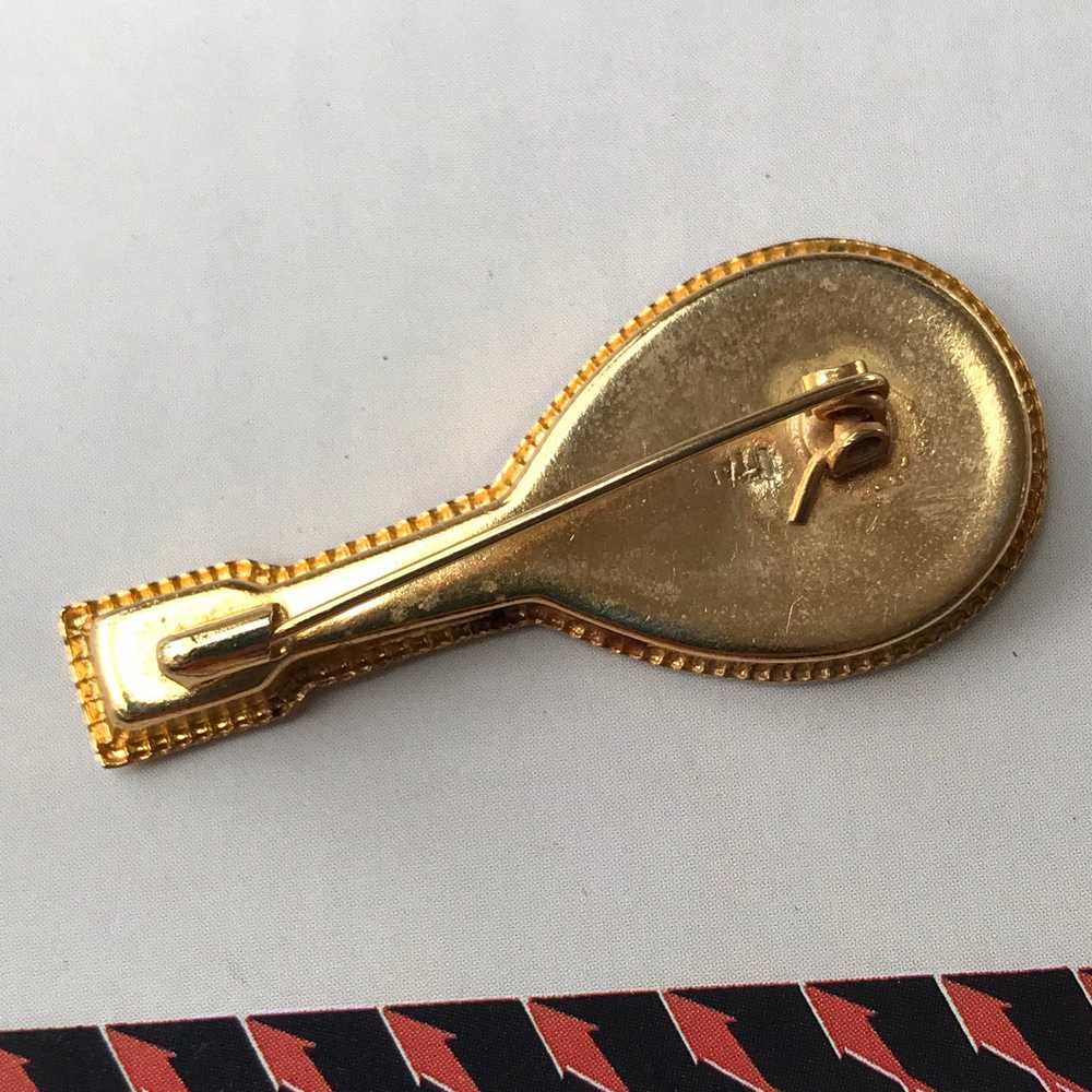 Vintage Italian Micro Mosaic Mandolin Pin - image 2