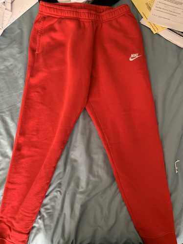 Nike Red Nike Sweatpants Jogger Style White Logo B