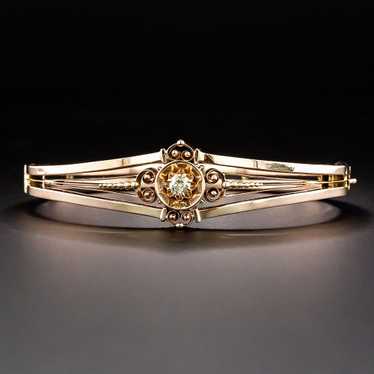 Victorian Rose Gold Diamond Bangle Bracelet - image 1