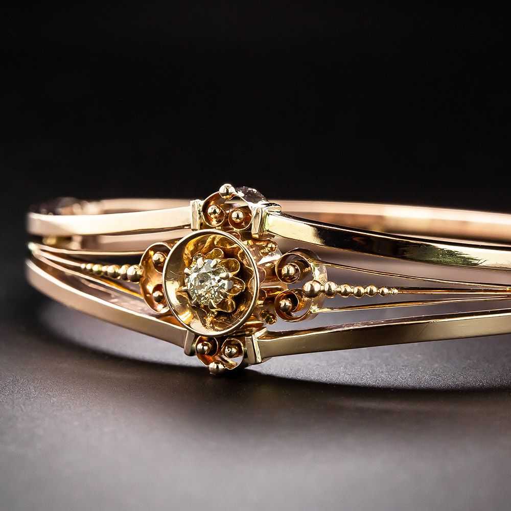 Victorian Rose Gold Diamond Bangle Bracelet - image 3