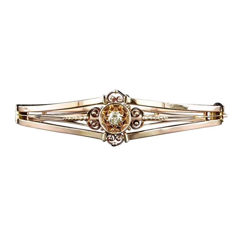 Victorian Rose Gold Diamond Bangle Bracelet - image 4