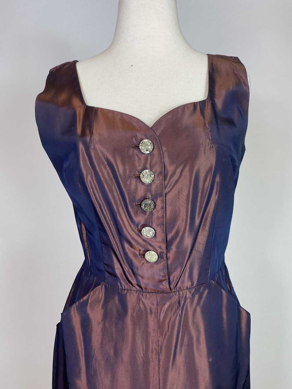 1950s Brown Silk Taffeta Dress and Jacket Set - image 3