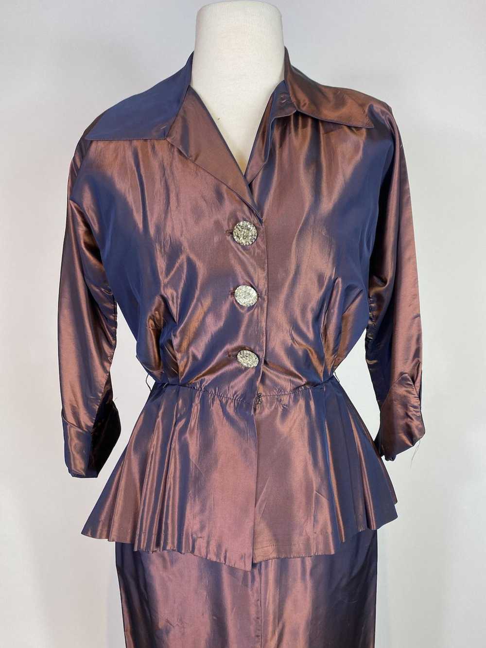1950s Brown Silk Taffeta Dress and Jacket Set - image 7