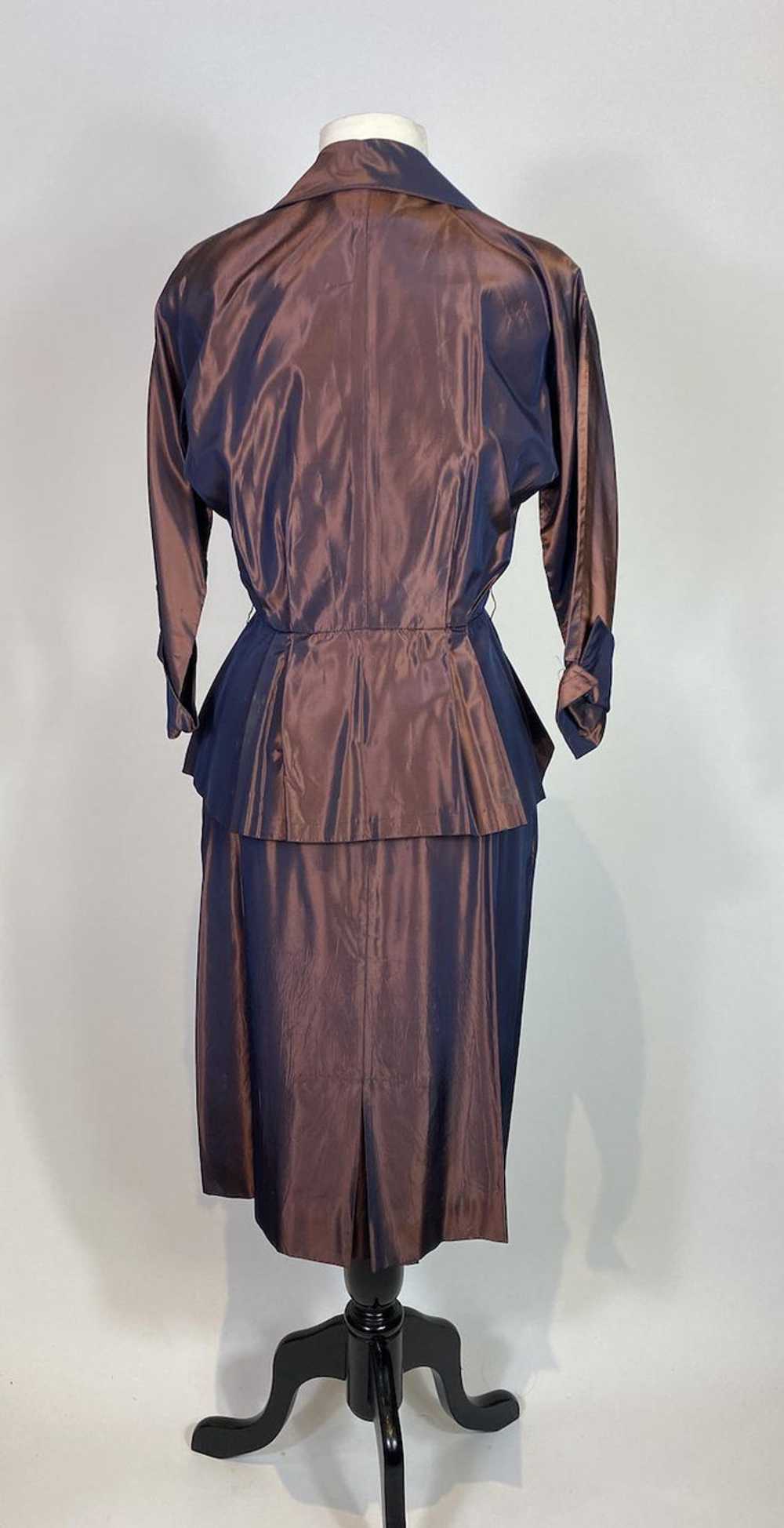 1950s Brown Silk Taffeta Dress and Jacket Set - image 8