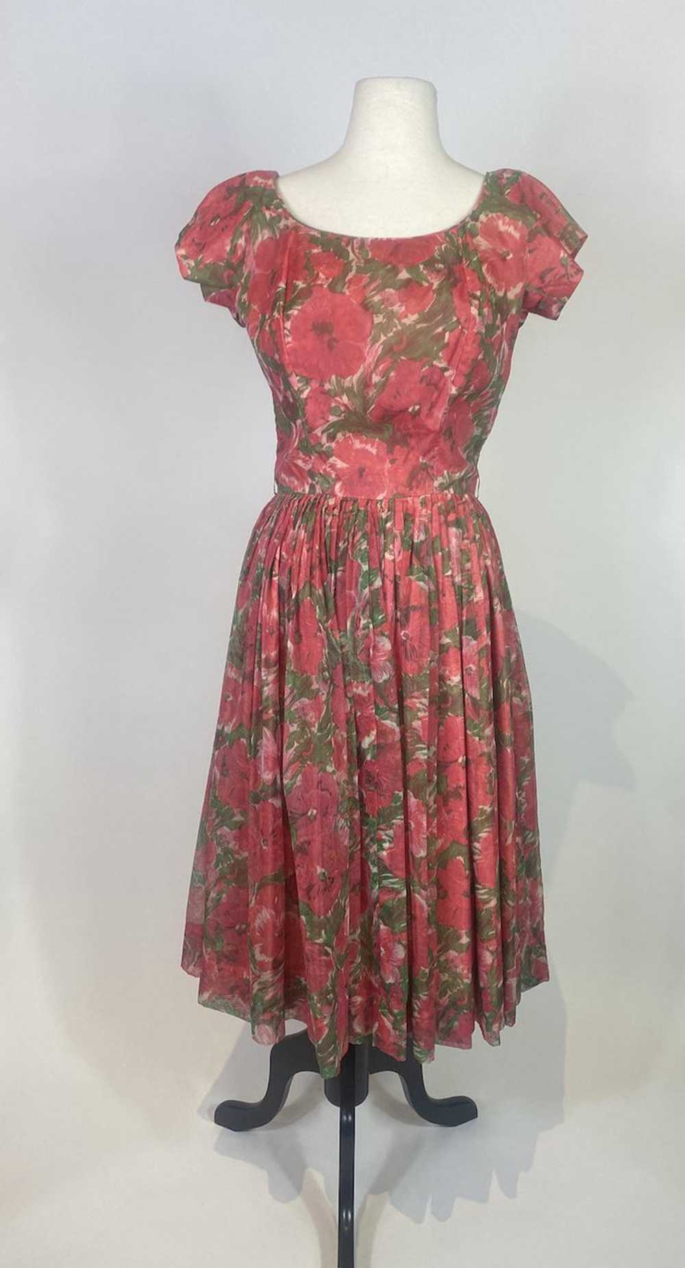 1950s Gigi Young Layered Floral Swing Dress - image 1
