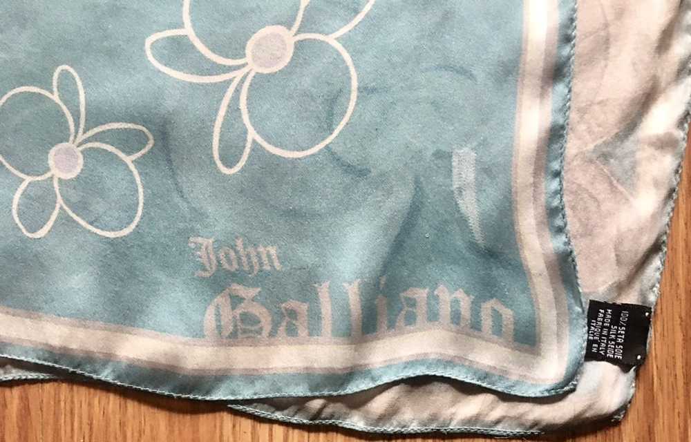 John Galliano JOHN GALLIANO Silk Chiffon Blue Flo… - image 5