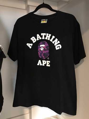 Bape Bape college logo tee purple camo black size 