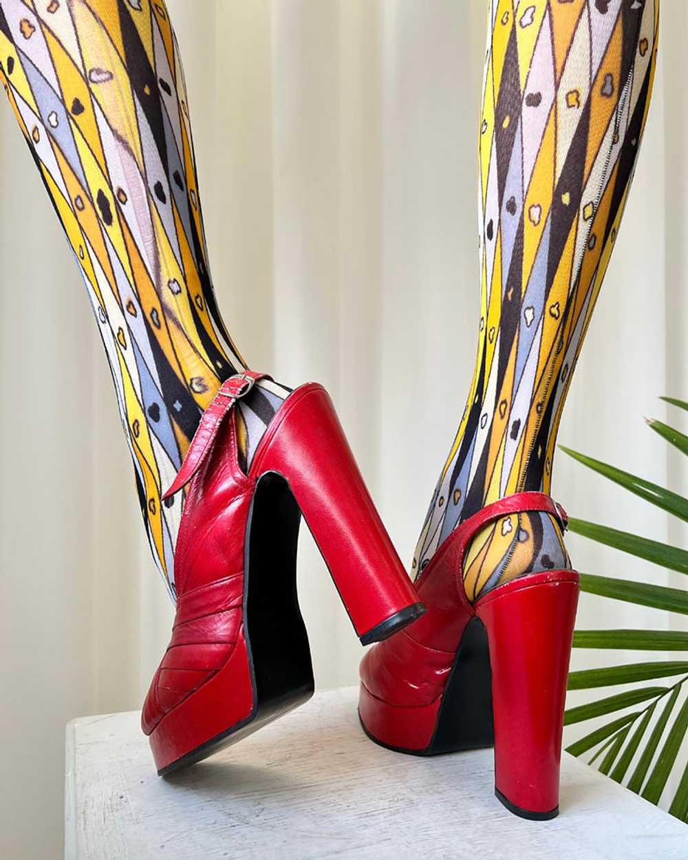 70s Red Leather Platforms - image 7