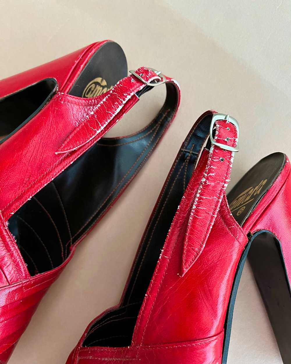 70s Red Leather Platforms - image 8