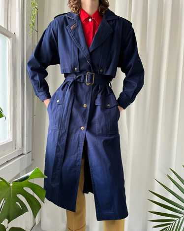 80s Classic Belted Navy Trench - image 1