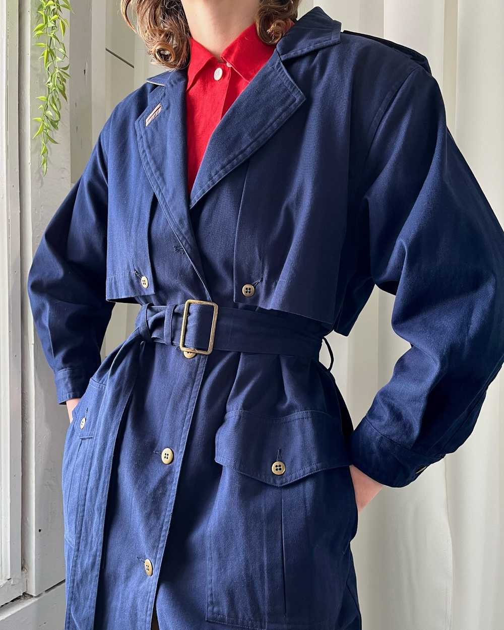 80s Classic Belted Navy Trench - image 2