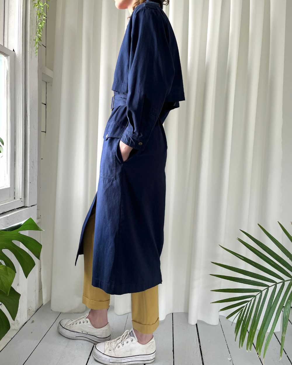 80s Classic Belted Navy Trench - image 5