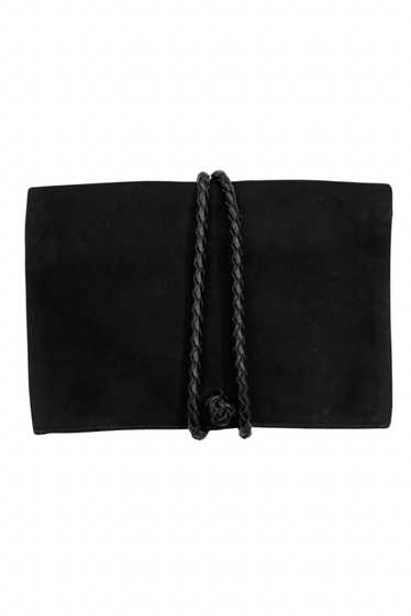 HELMUT LANG BLACK SUEDE FOLD OVER CLUTCH BAG WITH… - image 1