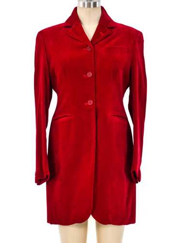 Romeo Gigli Red Velvet Longline Jacket