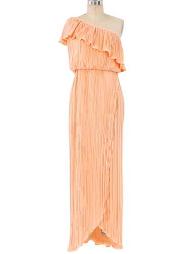 Peach Pleated One Shoulder Dress - image 1