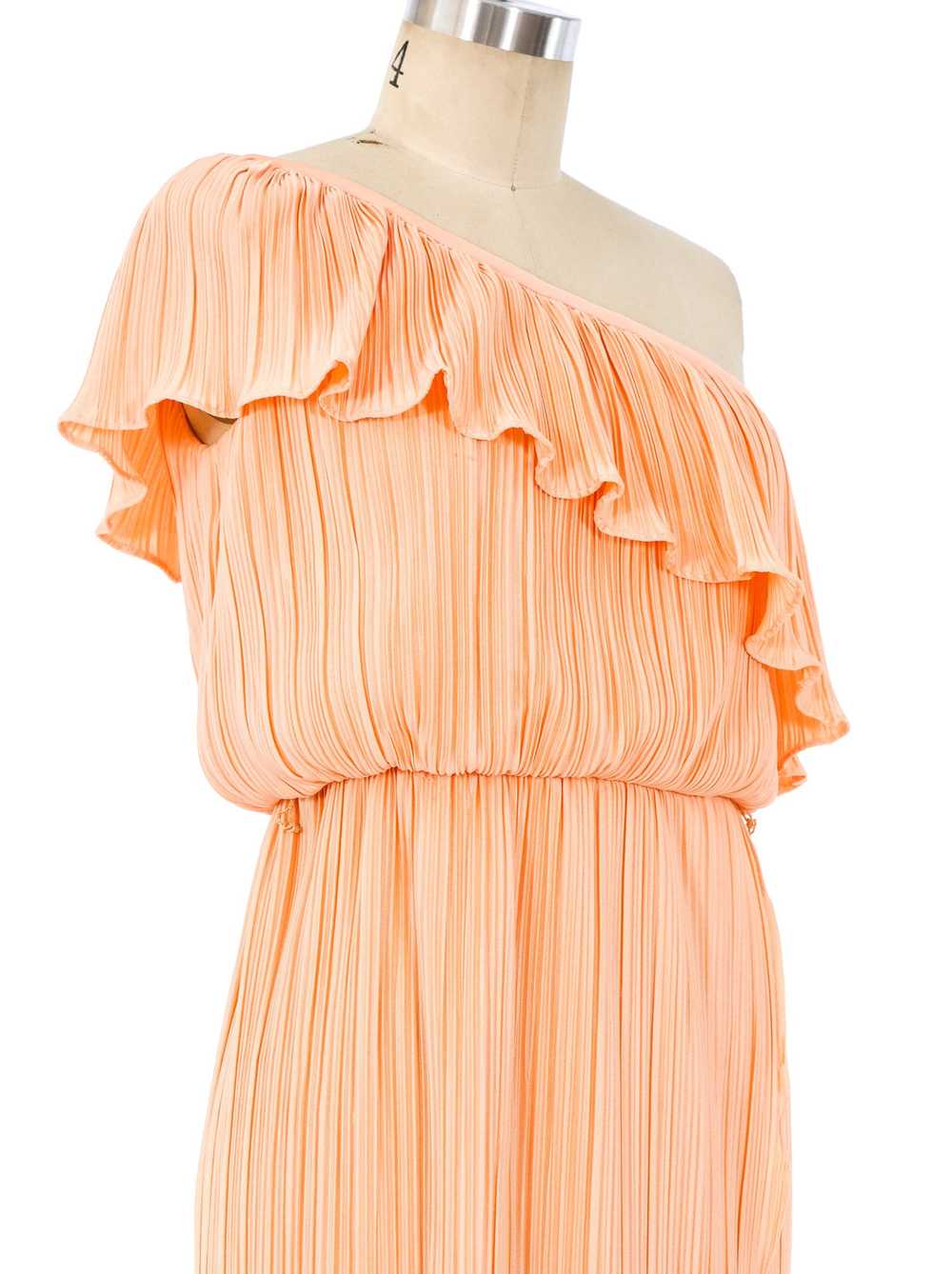 Peach Pleated One Shoulder Dress - image 2