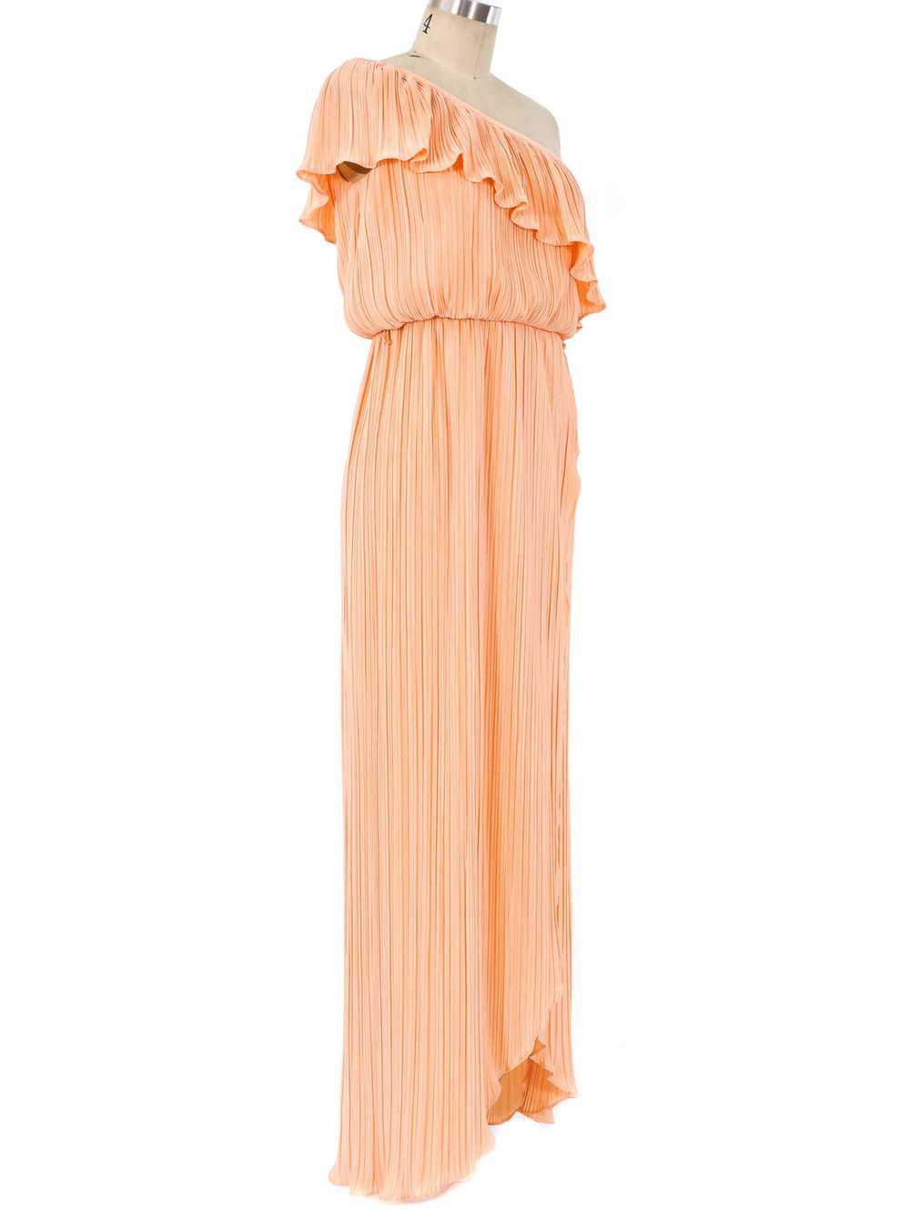 Peach Pleated One Shoulder Dress - image 3