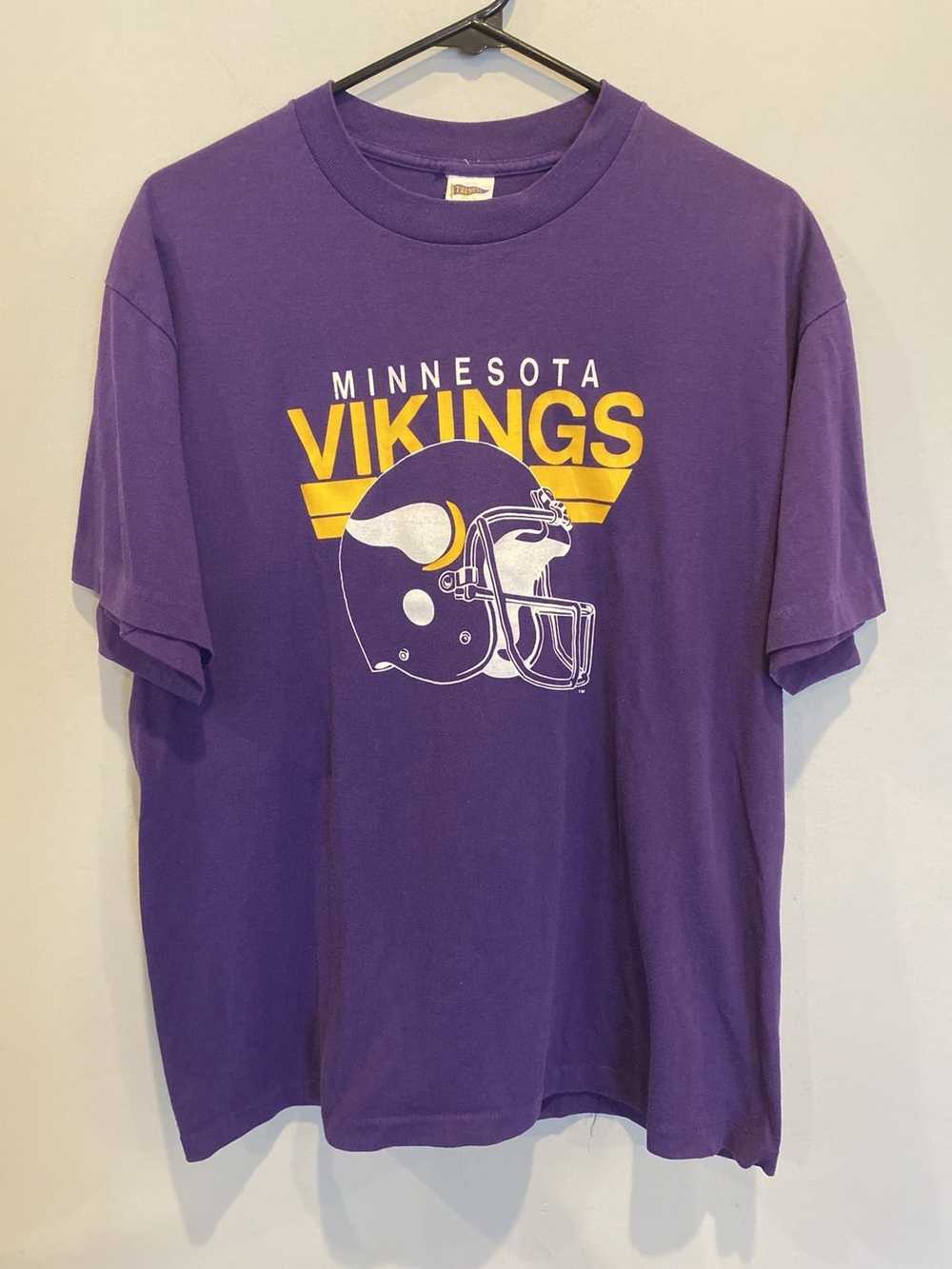 workingclassrebel Vintage Minnesota Vikings NFL Football T Shirt by Garan Made in USA Script and Helmet New with Tags !!