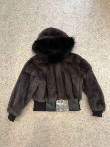 Gaultier Fur Silver Buckle Hooded Coat