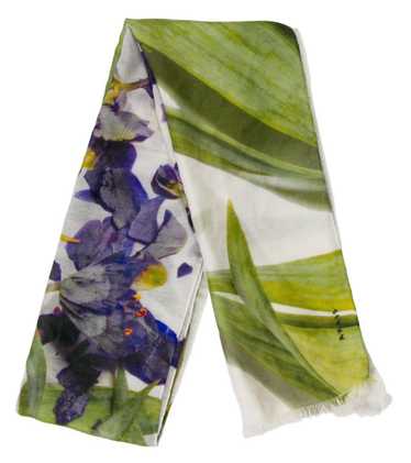 Akris Cashmere Blend Iris Print Scarf NWOT - image 1