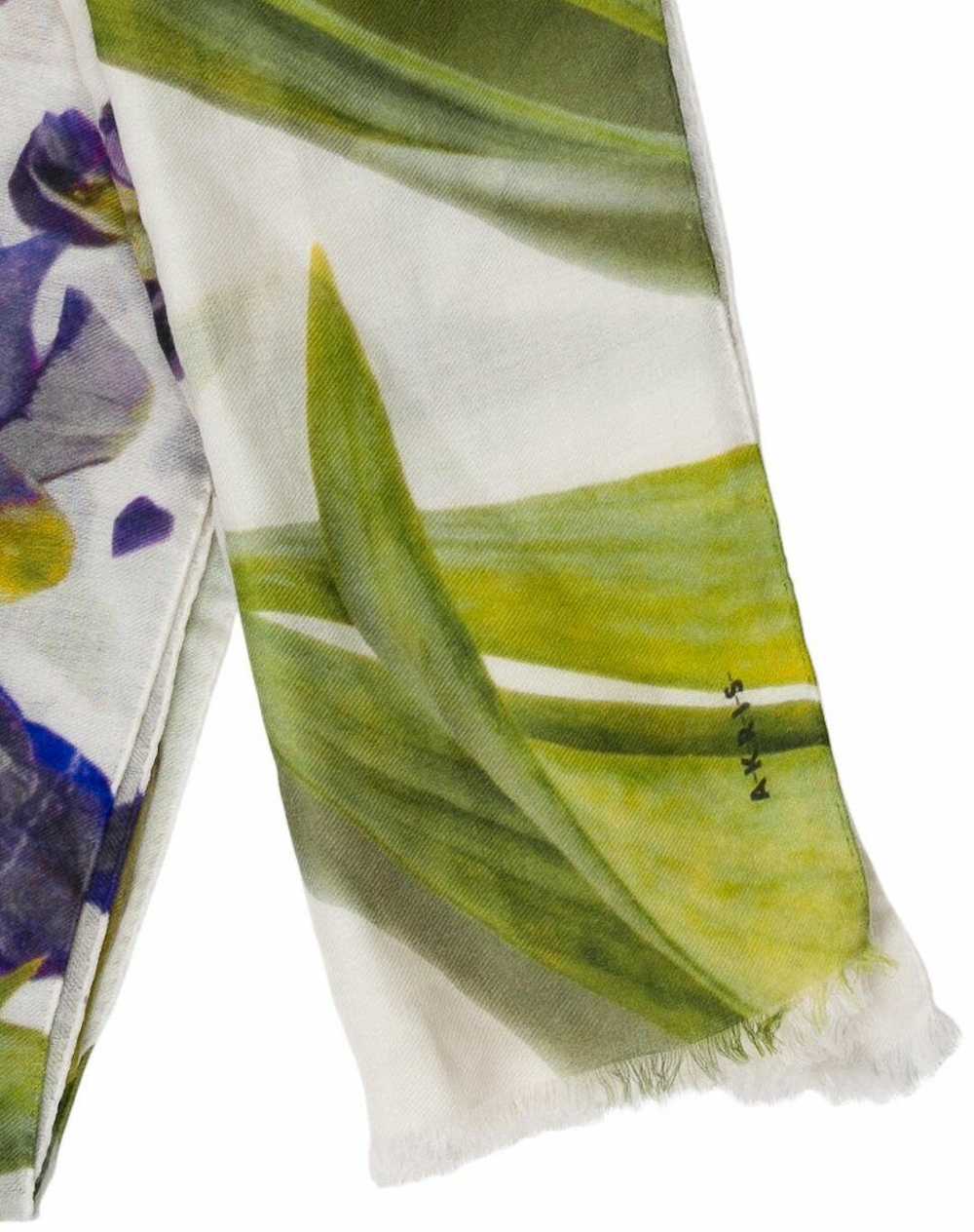 Akris Cashmere Blend Iris Print Scarf NWOT - image 2