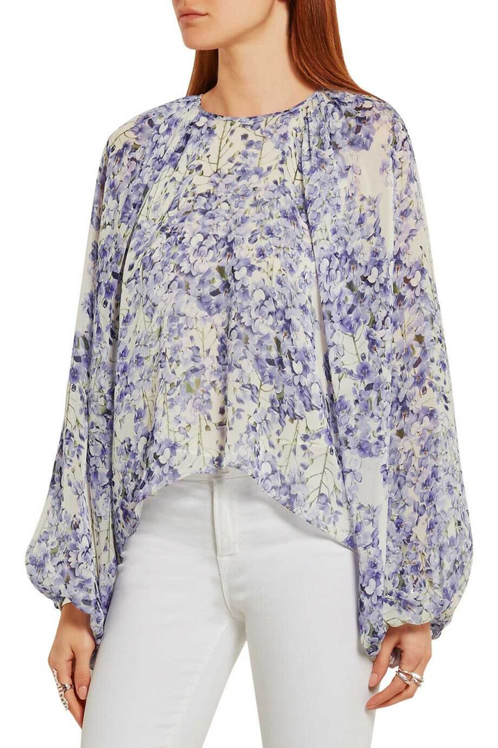 Giambattista Valli Pansy Floral Print Blouse SZ 4… - image 1