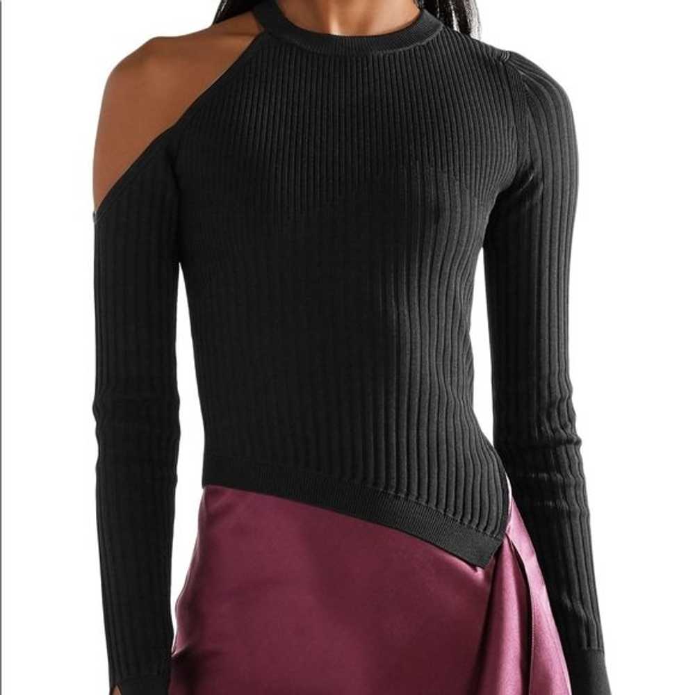 Cushnie Et Ochs Ribbed Cut Out Shoulder Top SZ M - image 2