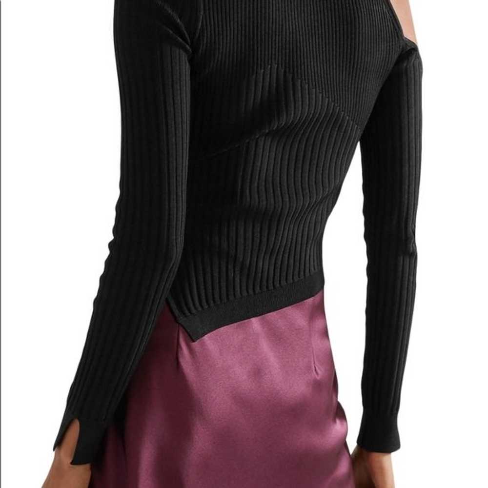 Cushnie Et Ochs Ribbed Cut Out Shoulder Top SZ M - image 3