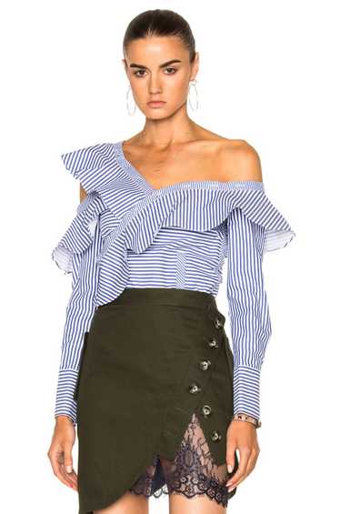 Self-Portrait Off-the-shoulder Ruffled Striped To… - image 1