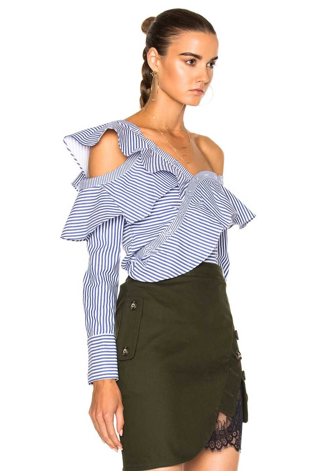 Self-Portrait Off-the-shoulder Ruffled Striped To… - image 2