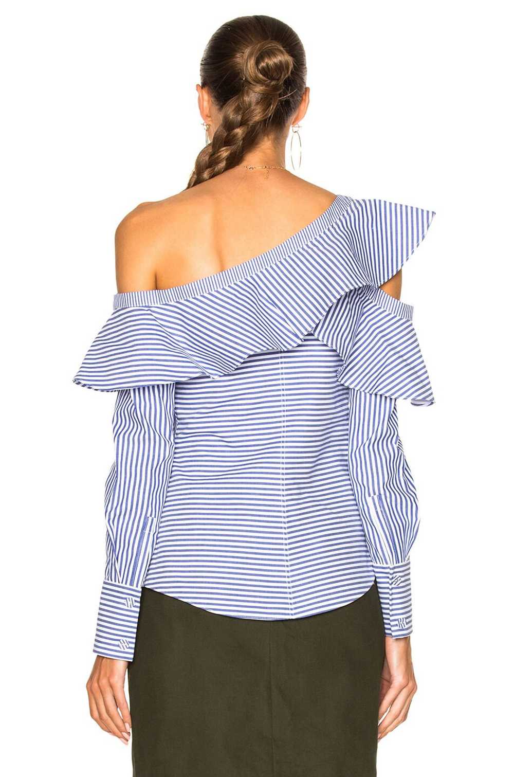 Self-Portrait Off-the-shoulder Ruffled Striped To… - image 3