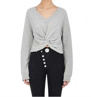 Alexander Wang Grey Twist Front Crop V Neck Sweat… - image 1