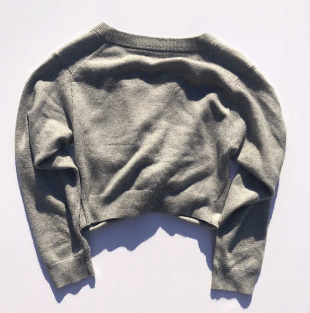 Alexander Wang Grey Twist Front Crop V Neck Sweat… - image 3