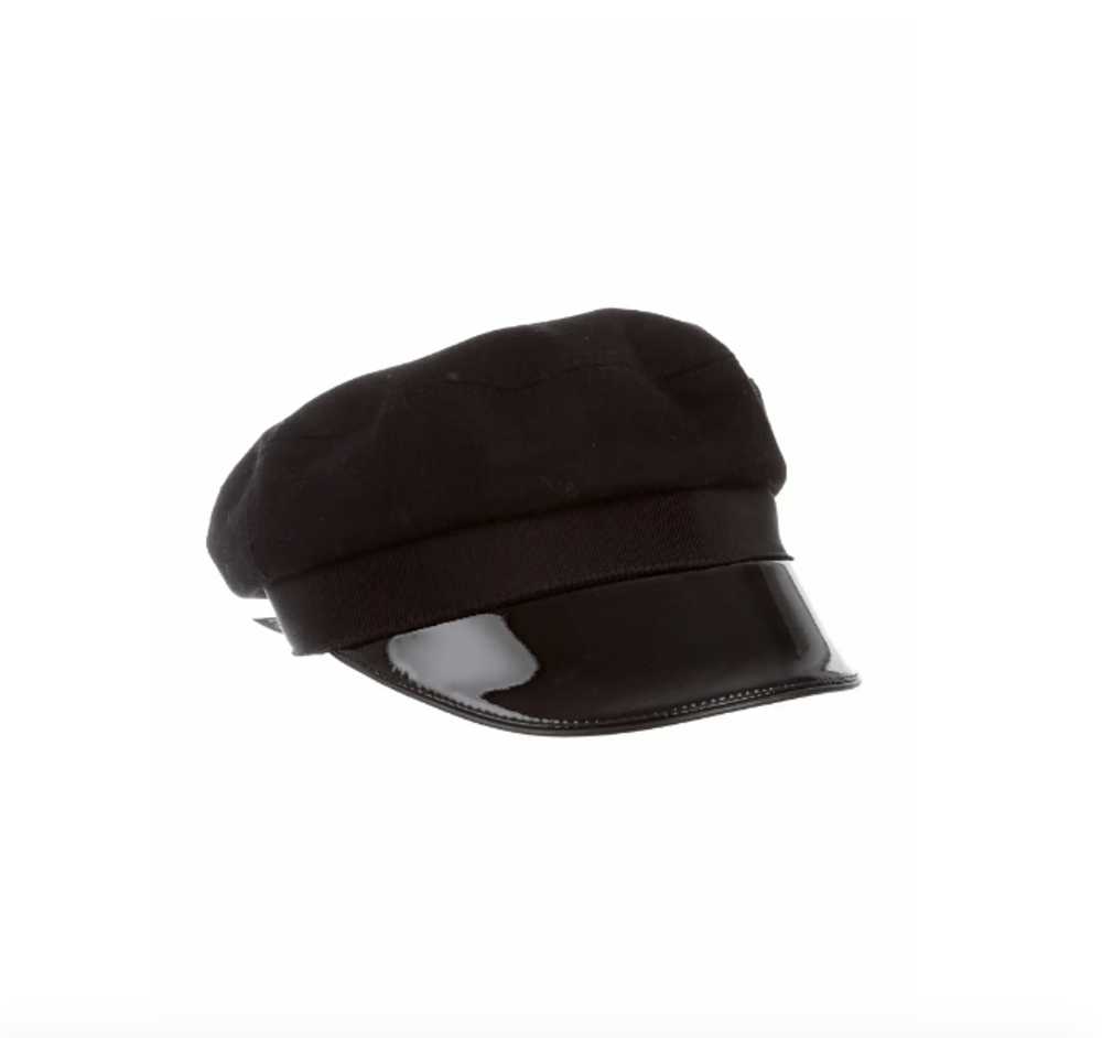 Gucci Black Wool Cashmere Newsboy Cap With Patent… - image 1