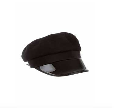 Gucci Black Wool Cashmere Newsboy Cap With Patent… - image 1