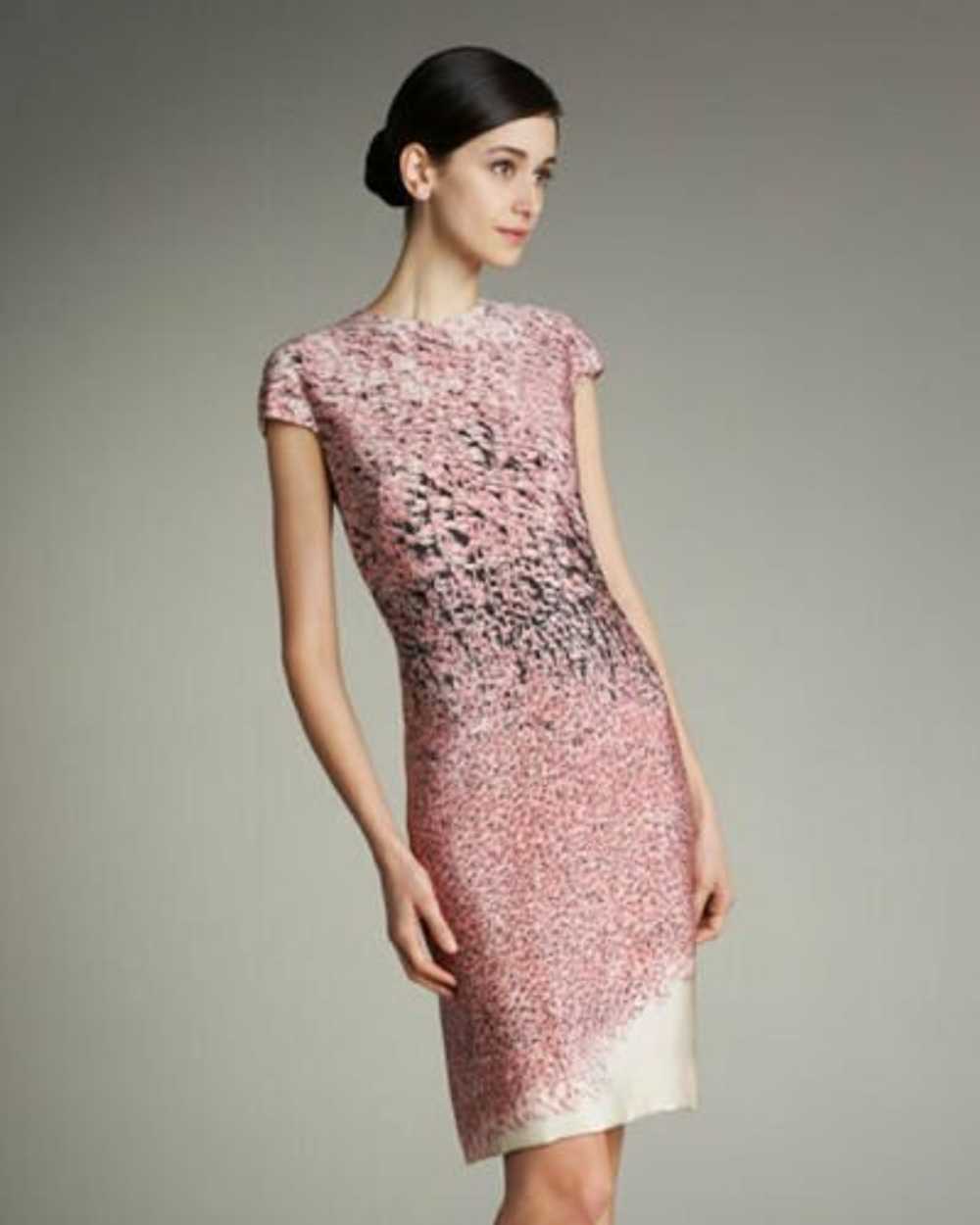 Akris Flamingo-Print Cap-Sleeve Silk Dress SZ 40 … - image 1