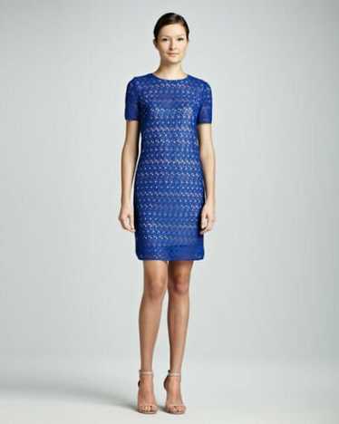 Akris Punto Allover Royal Blue Lace Dress SZ 40 = 