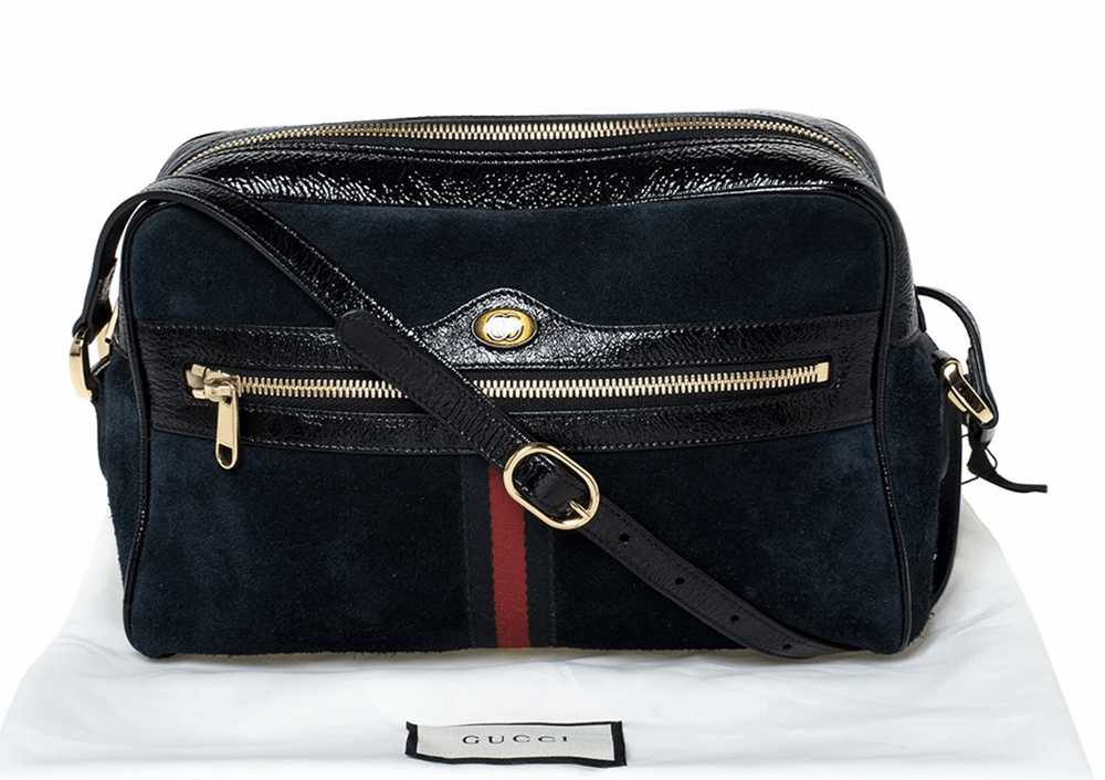 Gucci BNWT Navy Suede and Patent Leather Ophidia … - image 1