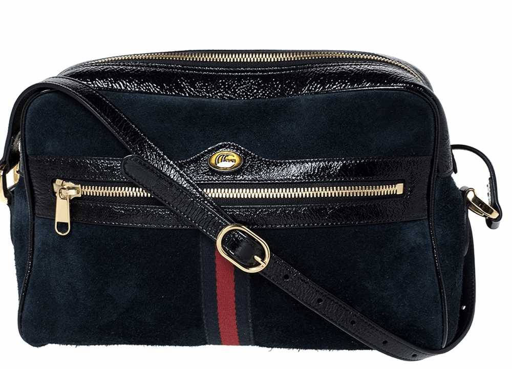 Gucci BNWT Navy Suede and Patent Leather Ophidia … - image 2