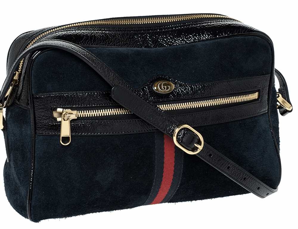Gucci BNWT Navy Suede and Patent Leather Ophidia … - image 4