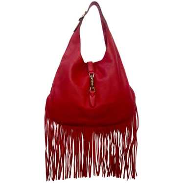 Gucci Brand New Nouveau "Jackie" Red Leather Frin… - image 1
