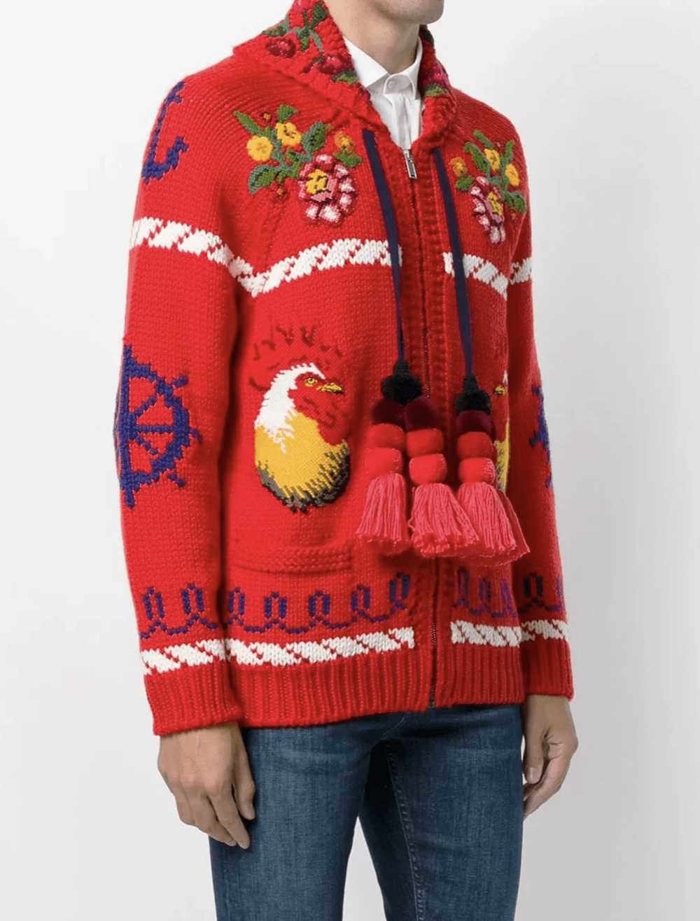 Gucci Gucci Wool Red Bomber Jacket with Appliqués… - image 3